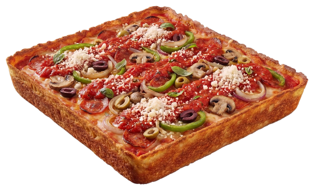 Detroit Style Pizza in der rechteckigen Stahlform
